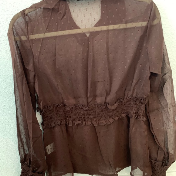 Surrealist Brown lace button down blouse - Picture 9 of 12